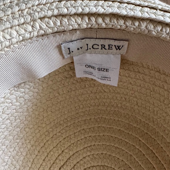 J.Crew Straw Beach Sun Hat Wide Brim Floppy with Pom-Pom Trim One Size - Picture 5 of 5
